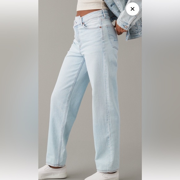 American Eagle High Rise Baggy Straight Crossover Jeans - Picture 2 of 6